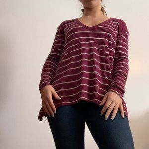 Pink, striped sweater